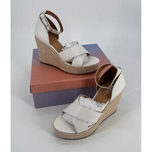 Lisa Vicky Espadrille Wedge Sandals Gemi White Sheep Nappa Leather Size 9